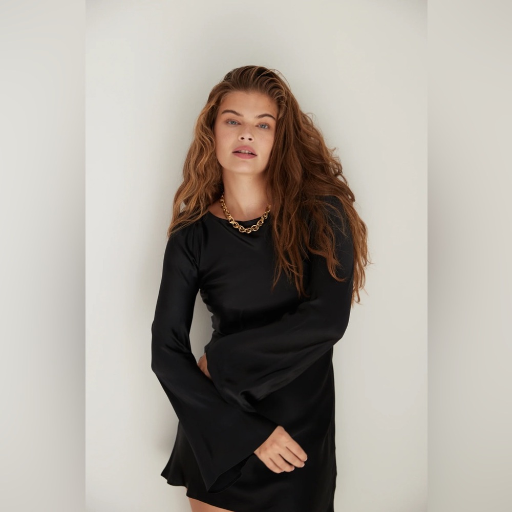 STONE COLD FOX SILK BELL SLEEVE BAISER DRESS